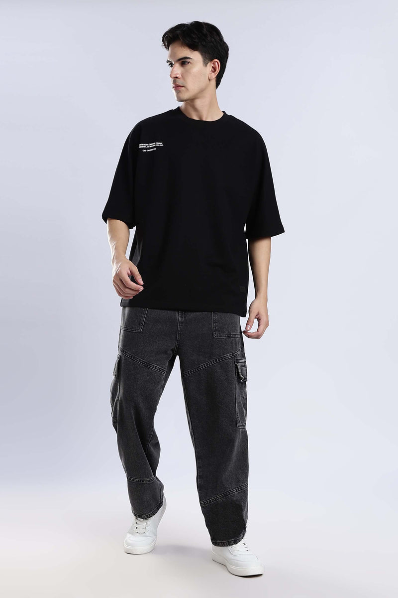 Shadow Wings Black Oversized T-Shirt