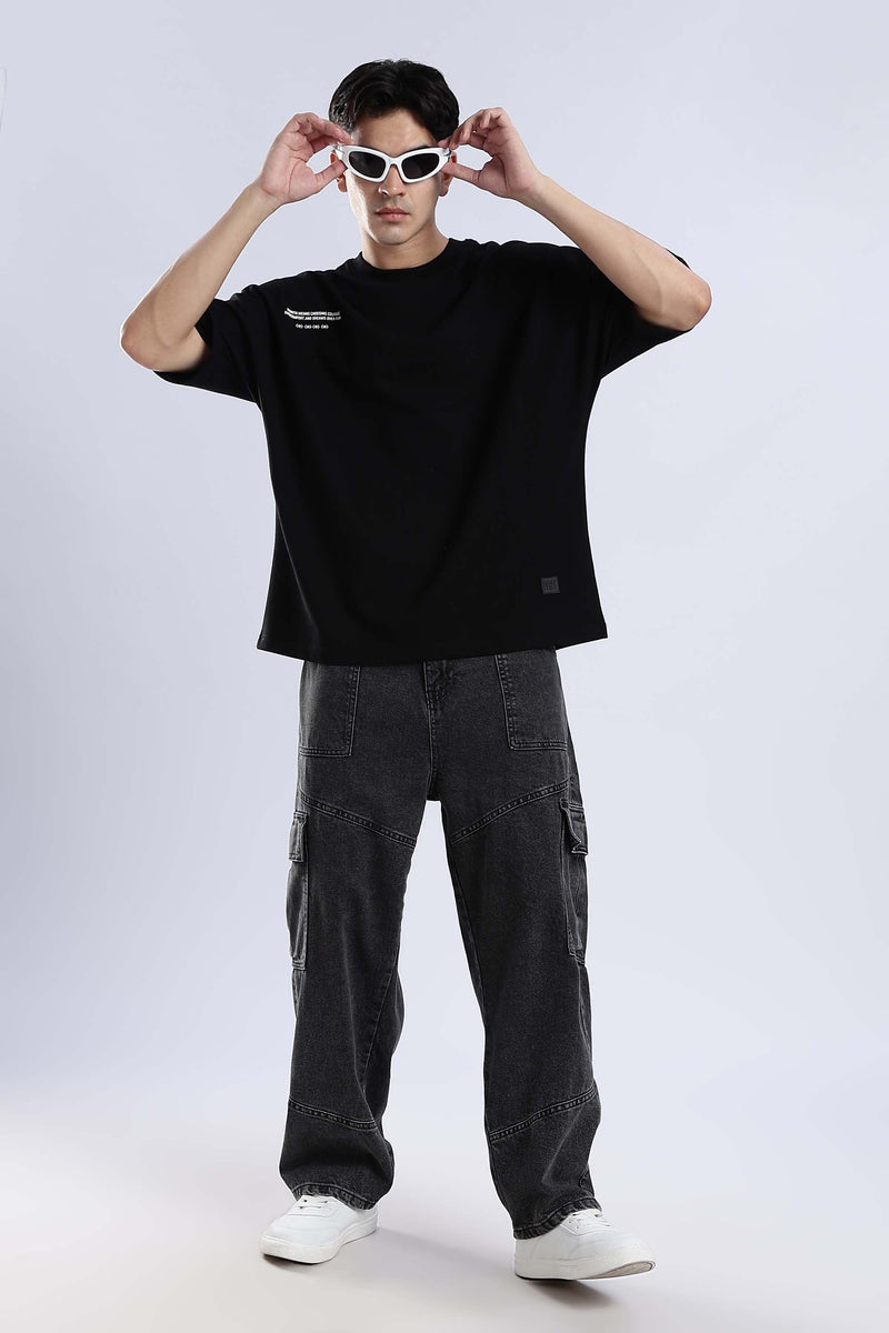 Shadow Wings Black Oversized T-Shirt