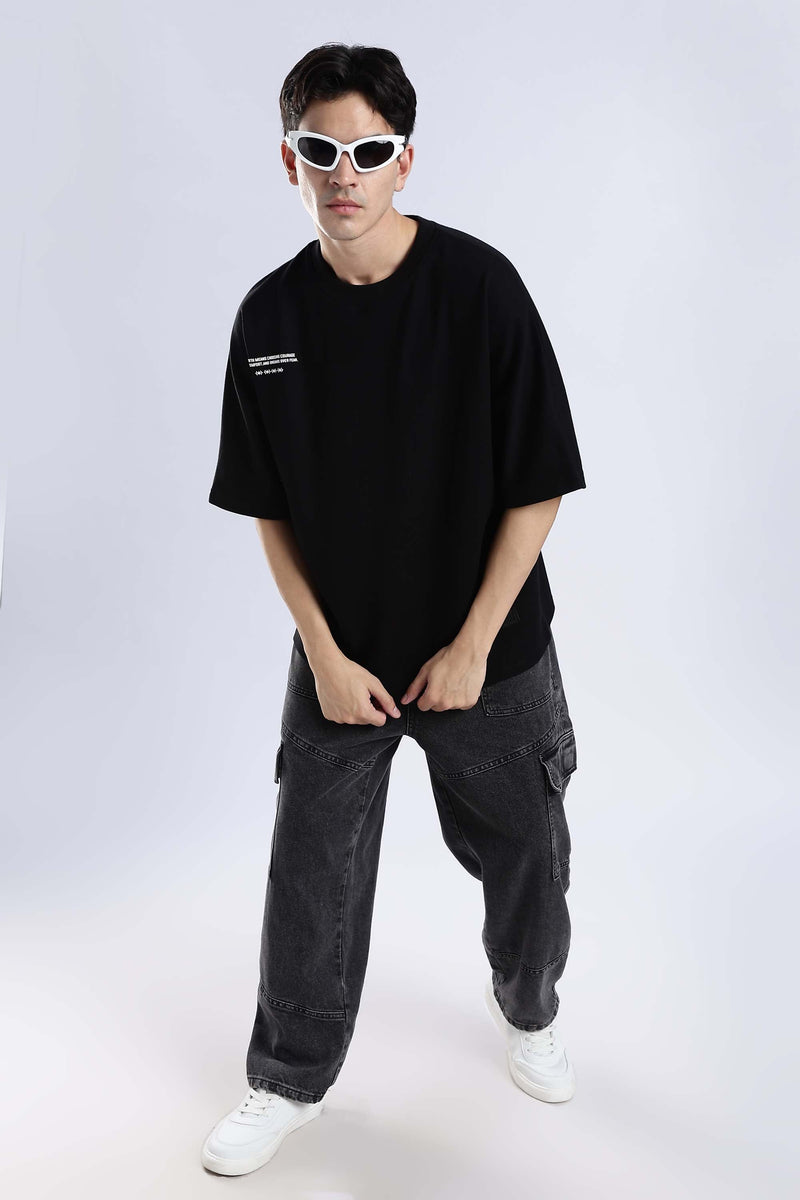 Shadow Wings Black Oversized T-Shirt