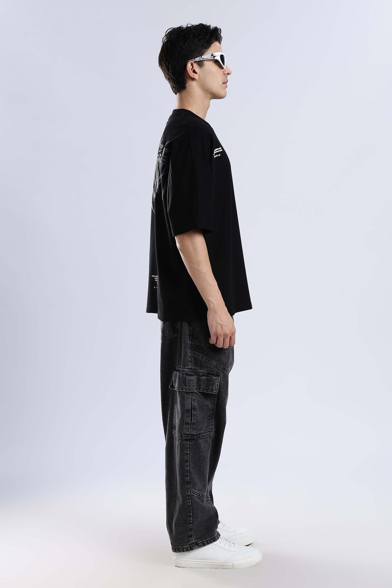 Shadow Wings Black Oversized T-Shirt